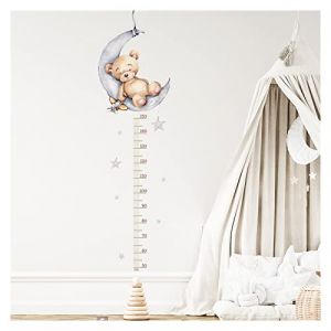 ClearloveWL Toises Dormir Ours en Peluche Lune Hauteur Mesure Stickers muraux Tableau de Croissance r&egrave;gle Stickers muraux for Chambre d'enfants Chambre p&eacute;pini&egrave;re Chambre peintures murales (Clearlove10, neuf)