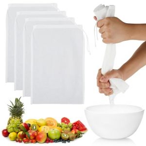 Sacs &agrave; Lait de Noix,4 Pi&egrave;ces Filtre Alimentaire Nylon Sac a Lait Vegetal Filtre Jus de Fruit Passoire Alimentaire de Cuisine Sac filtrant en Nylon Pour Fromage,Jus de Fruits, Caf&eacute;, Jus de Yaourt (YEEMAN, neuf)