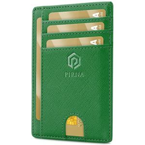Porte Carte Bancaire Fin et Petit, Portefeuille pour Hommes et Femmes avec Pochette d'argent & Bo&icirc;te-Cadeau, Porte-Cartes de Cr&eacute;dit RFID, Porte Carte Bancaire Anti Piratage pour Homme - Vert For&ecirc;t (PIRNA, neuf)