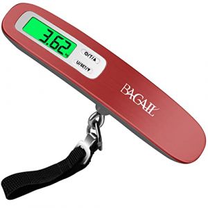 BAGAIL Pèse-bagages Numérique, Pèse Valise Suspendu avec écran LCD Rétroéclairé, Pese Bagage de Voyage, Balance Electronique Portable avec Crochet, Capacité de 110lb/50kg, Batterie Incluse (EO-UP, neuf)