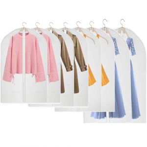 Lot de 8 Housses &agrave; V&ecirc;tements en PEVA 60 x 140/120/100/80cm Housse Vetements &agrave; Suspendre Anti Poussi&egrave;re Housses de Protection Zip Semi Transparentes Anti Poussi&egrave;re Etanche Mite, pour Costume Manteaux (BABYCOMEBACK S.L, neuf)
