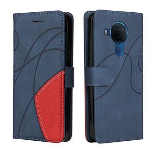 Fatcatparadise Coque pour Nokia 3.4/5.4, Etui en Cuir PU Portefeuille Housse Fermeture Magnétique und Flip Protection Case avec Antichoc TPU, Etui à Rabat, Fentes pour Cartes (Bleu) (Fatcatparadise, neuf)
