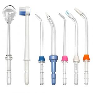Kit 7 Embouts Irrigateur Buccal Haute Pression, Buses de Rechange Jet Dentaire, Standard/Ortho/Parodontal/Plaque/Brosse/Gratte-langue, Compatible avec Waterpik WP-100/250/450/560/660/900/940 (DeWaiKe, neuf)