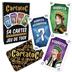 LEDELIRANT - CARTATOC - Jeu de Cartes Spéciales pour Le Jeu de Tock - 54 Cartes de Qualité Supérieure. A partir de 6 Ans. Inclus 2 Jokers pour Jouer jusqu'à 6 Joueurs. (Le Délirant, neuf)