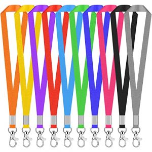 Cozlly10Pcs 45cm Coloré Tour de Cou Porte Badge, Courroie de Lanière, Sangle Cordon avec Fermoir Mousqueton Pivotant pour Carte d'identification, Porte-clés (Cinanai, neuf)