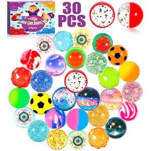ENCOUN 30PCS Balle Rebondissante, 32mm Balles Rebondissantes Enfant, Caoutchouc Rebondissantes Balles, Couleurs Vives, Bouncy Balls, Pinata Remplissage de Sac Cadeau, Couleurs Al&eacute;atoires (VOMAUEL S.R.L., neuf)