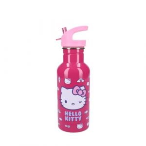 My sweety pop - Gourde pour fille Hello kitty - Acier Inoxydable - Crèche - Maternelle - Ecole - Vacances - Repas - 22 cm - 500 ml - Hydratation - Idée Cadeau - Bouteille (Hello Kitty - Rose) (Mon jouet préféré, neuf)
