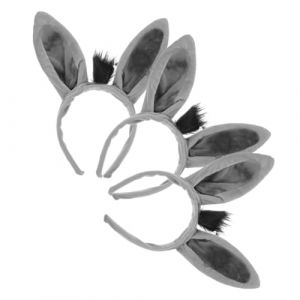 Healeved Serrage-t&ecirc;tes Oreilles D'&acirc;ne En Peluche Ultra Doux Gris, Lot De 3 Bandeaux Animaux Pour Cosplay, Costume D'&acirc;ne Carnaval, Accessoires F&ecirc;te Halloween Pour Adultes Et Gar&ccedil;on Et Filles (Accompany JY, neuf)