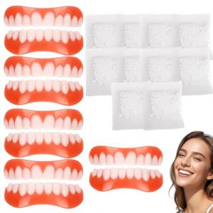 5 paires Prothese dentaire amovible,Les fausses dents sont r&eacute;alistes et difficiles &agrave; d&eacute;tecter,fausses dents pour dents ab&icirc;m&eacute;es, dents imparfaites, avec gel de dentition (leksei, neuf)