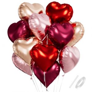 Ballon Coeur, 18 Inch Ballon Mariage Forme de Coeur, Ballon Coeur Vin Rouge Helium, Ballons de Fleuret Coeur, Ballon Coeur Or Rose Rouge Hélium Décoration Romantique pour Engagement Mariage Valentine (shuokang, neuf)