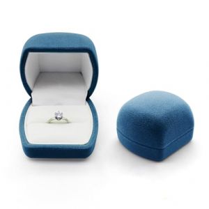AfitLulu Velours Boite Bague Anneau Luxe Stockage Bo&icirc;te Carr&eacute; Style Cygne Porte Alliance Mariage Boite Alliance pour Propositions, Engagements et Mariages (Bleu) (RHH Trading, neuf)