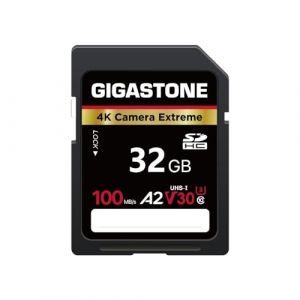 [5 Ans R&eacute;cup&eacute;ration de donn&eacute;es Gratuite] GIGASTONE 32Go Carte SD, 4K Camera Extreme, Vitesse jusqu'&agrave; 100 Mo/s, A2 V30 U3 SDHC Video pour Canon Nikon Sony Kodak Panasonic avec 1 Mini &eacute;tui (Gigastone Pro, neuf)