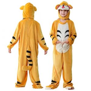COOKY.D Costume Animal &agrave; Capuche Zipp&eacute;e Grenouill&egrave;re Combinaison Unisexe Enfants D&eacute;guisement F&ecirc;te Halloween Tenue F&ecirc;te Cosplay Cartoon,Tigre 7-8 ans (MICHLEY INTERNATIONAL, neuf)
