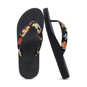 KuaiLu Tongs Femme Tissu &eacute;t&eacute; Flip Flops Plage et Piscine Adulte Soutien Voute Plantaire Tongue Sandales Cuir Orthopedique Yoga Mousse Antid&eacute;rapantes Semelles Douche Claquette Noir Floral 39 (KUAILU-XYL, neuf)