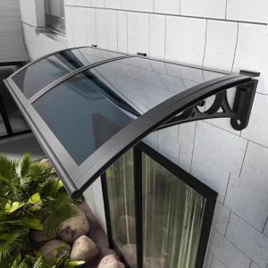 kufu01 Auvent de Porte et Fenêtres de Protection UV,Marquise de Porte d’Entrée en Polycarbonate,Auvent de Véranda 60/80/100/120/150 Cm de Largeur en Option,Cadre en Aluminium (100x150cm/39 x59) (liruriza, neuf)