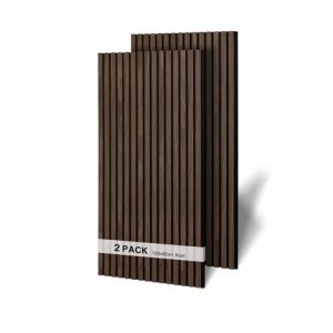 AKK-ART Panneaux Muraux en Bois-2 Pi&egrave;ces 120 x 60 x 1,8 cm(1,44m&sup2;) Panneaux Acoustiques,Panneau Mural en Lattes de Bois, Panneau Mural Insonorisant pour Maison, Bureau et Studio Noyer Fonc&eacute; (AKK-ART, neuf)
