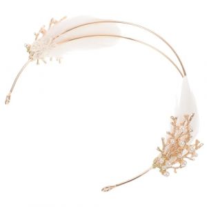 Veemoon Serrage-T&ecirc;te &agrave; Plumage Dor&eacute; en M&eacute;tal pour Femmes Bandeau Cheveux Mariage et Soir&eacute;e Accessoire Cheveux &Eacute;l&eacute;gant D&eacute;corations Plume Bandeau pour Mari&eacute;e et Bal de Promo (Quiet Window, neuf)