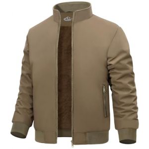 Lonya Blouson Bombers Homme D'Hiver Veste Polaire Imperm&eacute;able mi Saison Thermique Coupe Vent Aviateur Militaire Doublure Vestes de Baseball Manteaux Chaude avec Poches Zipp&eacute;es, Kaki, XXL (YSPEU, neuf)