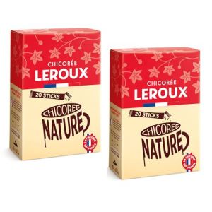 Leroux - Chicor&eacute;e Soluble Nature en Sticks - 100% d'Origine V&eacute;g&eacute;tale - Chicor&eacute;e Torr&eacute;fi&eacute;e, Go&ucirc;t L&eacute;g&egrave;rement Caram&eacute;lis&eacute; - Riche en Fibres, Sans Sucres Ajout&eacute;s - Boite de 20 Sticks - Lot de 2 (Maxi&Mini, neuf)
