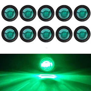 PolarLander Lot de 10 Feux de Position Ronds LED Avant arrière 24 V 3/4" pour Camion, Camping-Car, Voiture, Bus, remorque, Caravane, Bateau, étanche, Vert (GOLANDER, neuf)