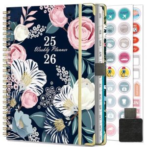 NEYSA Agenda 2025 2026 Semainier Spirale de Juillet 2025 - Juin 2026 (12 mois) A5 Agenda Scolaire Avec Autocollants de plan, boucle de stylo, pochette (N79-blue) (NEYSA, neuf)