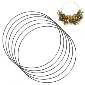 QWORK&reg; 6 Pi&egrave;ces Anneau M&eacute;tallique Noir 30cm, Anneaux D&eacute;coratifs pour Couronne, Cerceau Artisanal (shavinglikes, neuf)