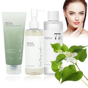 Heartleaf Pore Cleansing Foam 150ml - 77% Pore Cleansing Oil 200ml - Heartleaf 77% Soothing Toner 250ml - Pore Toner Deep Cleanseing Quercetin Heartleaf Facial Cleanser Schiuma Detergente Nettoyage (PCTIN E-COMMERCE S.R.L., neuf)