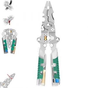 Pince &agrave; d&eacute;nuder 8 en 1 avec testeur de tension, pince multifonction pour couper et tirer des fils, pince &eacute;lectrique professionnelle pour couper des fils, d&eacute;nuder, sertir, outil de r&eacute;paration (YueRun, neuf)