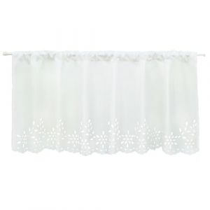 Joyswahl Carmen Rideaux Brise Bise Semi-Transparent Fleurs Découpée Passe Tringle Cuisine Bureau Chambre 1 Pièce Blanc HxL 45x120cm (Joyswahl, neuf)