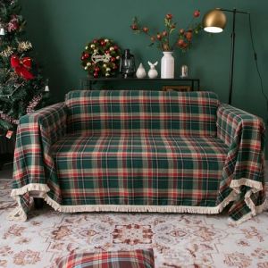 Noel Plaid Canape Grande Taille Jeté de Lit Couverture de Jet Glands Jacquard, Housse de Canapé, Décoration du Nouvel An, Nappe de Noël, Fête - 180x300cm (BVngHengYangShiQiDongXia, neuf)