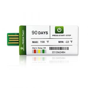 Freshliance Enregistreur de Temp&eacute;rature USB avec 30000 lectures, Enregistreur de Temp&eacute;rature &agrave; usage unique avec le rapport PDF/CSV, Couverture de haute pr&eacute;cision 90 jours 10 paquet, Fresh Tag 1 (Everyoungwire, neuf)