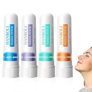 VRYNDH Pack de 4 sticks nasaux,inhalateur nasal, tubes d'inhalation nasale portables, soulagement rapide en cas de nez bouch&eacute;, pour voyager, am&eacute;liorer la concentration et nettoyer les voies nasales. (leksei, neuf)