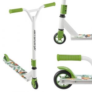 ArtSport Trottinette Stunt Hawaiana – Trottinette Freestyle pour Enfants et Adolescents – Guidon à 360°, Roues en Aluminium de 100 mm - Trottinette pour Enfants Blanc Vert (Juskys Gruppe GmbH, neuf)