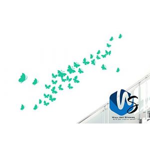 37 différents Taille Papillon Art Mural Stickers Autocollants muraux en Vinyle Salle pour Le bébé Chambre d'enfant - Set D - Aqua Vert (Stickers4ever, neuf)