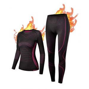 NOOYME sous Vetement Thermique Femme Fonctionnel Ensemble Ski Femme Antibactériens sous Vetement Chaud Femme Flexible Respirant Ensemble de Ski Femme Tenant Chaud pour Automne Hiver (Qiaoge SHOP, neuf)