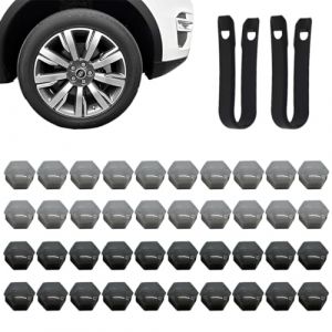 SULIUDAJI 40 Pièces Capuchons D'Écrou De Roue Cache Ecrou, 17 Mm Anti-Poussière Couvercle De Jante Placage Hexagonal Chrome Boulon Couvre Roue Cache-Écrous Bouchon D'Écrou De Roue Avec Ensemble Outil (UAB WSVLKE LT, neuf)