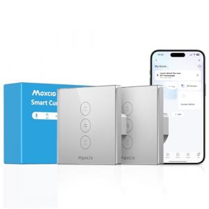 Maxcio Interrupteur Volet Roulant Connecté Compatible Avec Alexa Et Google Home, Interrupteur Connecté Volet Roulant Intelligent Avec Minuterie Et Commande Vocale, Interrupteur Tactile (2, Argent) (Maxcio Smart Mall, neuf)