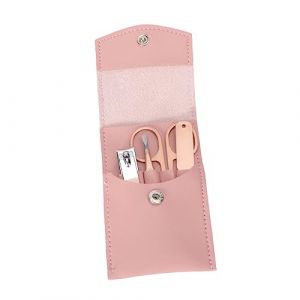 PACKOVE Kit De Coupe-ongles En Acier Inoxydable 4 Pi&egrave;ces Rose Dor&eacute; Avec Lime &agrave; Ongles, Pince &agrave; Sourcils Et Ciseaux Pour Manucure Voyage Maison Avec &Eacute;tui En Pu (Spring TU, neuf)