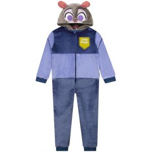 Disney Grenouillere Enfant avec Oreilles 3D, Pyjama Combinaison Enfant Zootopie, Surpyjama Fille Judy Hopps, Bleu 10-11 Ans (Character FR, neuf)