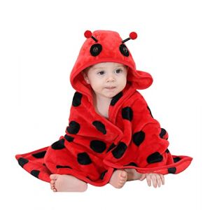 Doladola Couvertures de Bain B&eacute;b&eacute; &agrave; Capuche avec Design Animal,Flanelle Sortie de Bain B&eacute;b&eacute;, Drap Serviette de Bain pour B&eacute;b&eacute; Nouveau-n&eacute;（Coccinelle） (Doladola-FR, neuf)