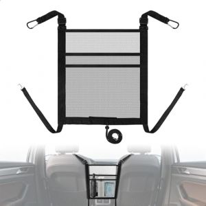 Filet Voiture pour Chien, Grille Chien Voiture avec 4 Crochets, R&eacute;glable Filet Chien Voiture, Organisateur de Maille &agrave; 2 Couches, Universel Grille Voiture Chien Coffre pour Chiens Chats Enfants(Noir) (jingmingamz, neuf)