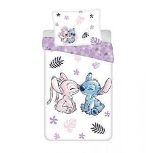 Jerry fabrics Parure de Lit Disney Stitch Réversible, 100% Coton, Housse de Couette 140x200 cm + Taie d'oreiller 65x65 cm Blanc (LesAccessoires, neuf)