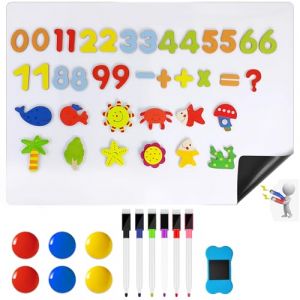 HavaCue A3 Tableau Magnetique Frigo, Tableau Aimanté Frigo Effacable, Tableau Blanc Magnetique Frigo avec Autocollant Numérique, Autocollant pour Réfrigérateur, Stylo, éponge à Essuyer, Aimant (QIUSHIDZ, neuf)