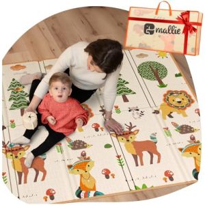 Mallie&reg; Tapis D'eveil Bebe 180x150 CM XXL [Rev&ecirc;tement Anti-rayures] Tapis Bebe, Tapis D'&eacute;veil B&eacute;b&eacute;, Tapis Enfant, Tapis Jeux Bebe, Tapis Eveil Bebe, Tapis Sol Bebe | En Mousse Douce S&eacute;curis&eacute;, Pliable (KES Commerce, neuf)