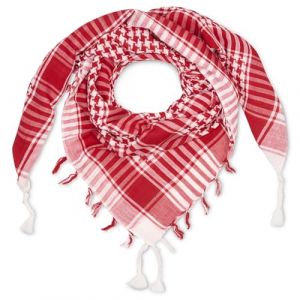 LOVARZI Keffieh Rouge et Blanc Unisexe - Foulard Shemagh Arabe Palestinien Coton - Idée Cadeau Écharpe Noël (LOVARZI_1, neuf)