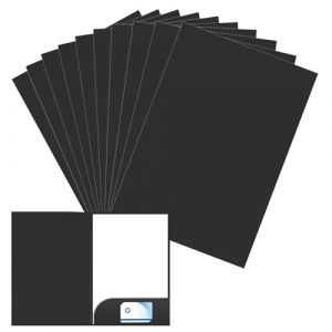 10 Pièces Chemises Pochettes Cartonnées A4 avec Fentes, Chemise Cartonnée A4 avec Rabat, Kraft Papier Pochettes, Noir Dossier Rangement Documents en Carton pour Société, Bureau, Maison, Scolaire (YYBYEU, neuf)