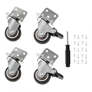 Aupoko Lot de 4 roulettes pivotantes pour meubles, 38 mm, 2 roulettes avec freins + 2 sans freins, en forme de L, roulettes de transport pour meubles, support de fleurs, crèche, armoire, table, chaise (Aupoko-uk, neuf)