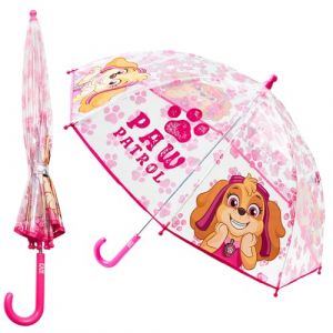 Pat Patrouille Parapluie Enfant, Parapluie Canne Cloche Transparent - Accessoire Officiel (Rose) (Get Trend., neuf)