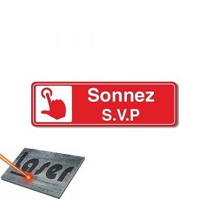 Mygoodprice Plaque gravée autocollante 13x4cm sonnez SVP Fond Rouge (my-goodprice, neuf)