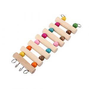 HEEPDD Échelle de Perroquet, échelle en Bois avec des étapes de Perles colorées Escalade Pont Cage à Oiseaux Jouet Jouet pour Conure Parakeet Budgie Cockatiels Inséparables [7Etapes M] Jouets (Magwen-Z, neuf)